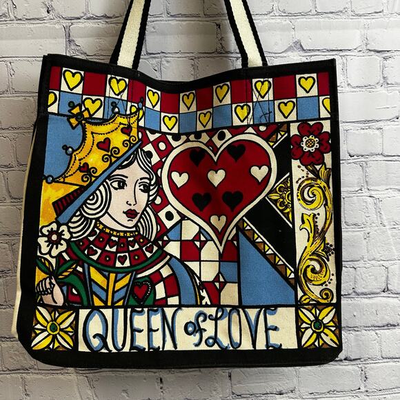 Brighton Queen Of Love Canvas Tote MSRP $125 NEW Artist Tom Clancy - Picture 2 of 9